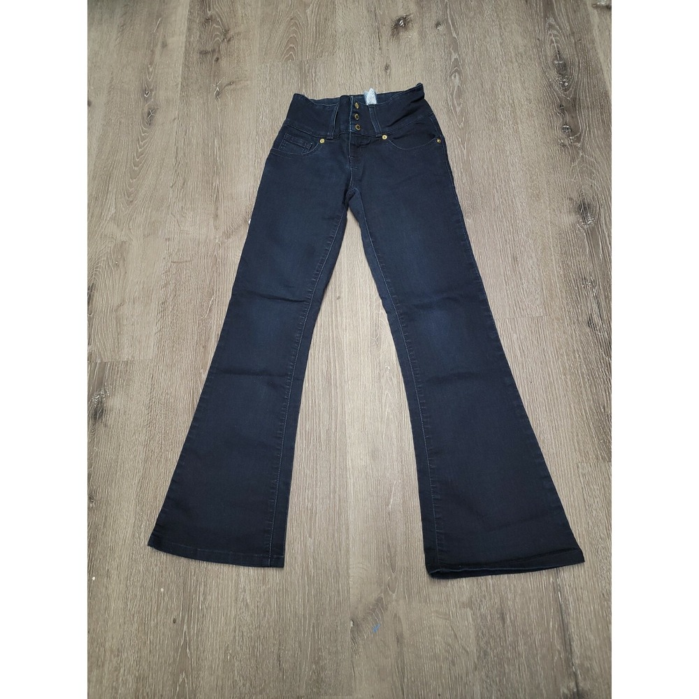 GUESS Vintage Jeans teens W24 Stretch Blue Flare Bootcut Zip Fly + 3 snaps